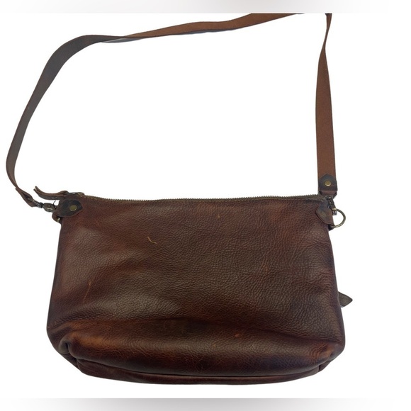 In Blue Handmade leather messenger bag with Aztec patter on the front. - Picture 3 of 4